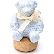 Ahşap Kaideli New Baby Kokulu Mavi Ayıcık Seramik Koku Taşı