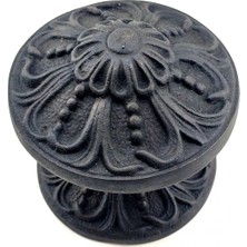Drop Tedarik Antika Tarz Dekoratif Pirinç Çiçekli Kapı Tokmağı - 80 mm Çap, Oksit