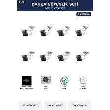 Dahua 8 Kameralı 2mp Güvenlik Kamera Seti Ip Poe Tak Çalıştır Bullet Dış Mekan 2tb ~23 Gün Kayıt