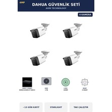 Dahua 4 Kameralı 4mp Güvenlik Kamera Seti 4mp Ip Poe Starlight Bullet Dış Mekan 1tb ~13 Gün Kayıt