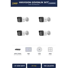 Hikvision 4 Kameralı 2mp Güvenlik Kamera Seti Ip Poe Acusense 2tb ~47 Gün Kayıt Bullet Dış Mekan