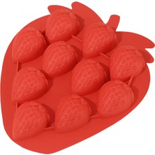 Depposite Pratik Çilek Şeklinde Silikon Kek Kalıbı - Buz Kalıbı (Bordo Renk)