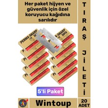 Wintoup #traş Profesyonel Keskin Berber Tipi Paslanmaz Çelik Kalite Perma Sharp 5'li Tıraş Jileti 20 Paket