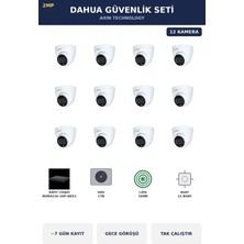 Dahua 12 Kameralı 2mp Güvenlik Kamera Seti Ip Poe Tak Çalıştır Dome Iç Mekan 1tb ~7 Gün Kayıt