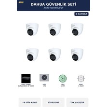 Dahua 6 Kameralı 4mp Güvenlik Kamera Seti 4mp Ip Poe Starlight Dome Iç Mekan 1tb ~9 Gün Kayıt