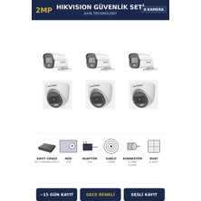 Hikvision 6 Kameralı 2mp Güvenlik Kamera Seti Colorvu Gece Renkli 1tb ~15 Gün Kayıt Dome+Bullet