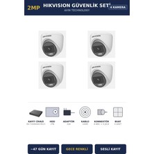 Hikvision 4 Kameralı 2mp Güvenlik Kamera Seti Colorvu Gece Renkli 2tb ~47 Gün Kayıt Dome Iç Mekan