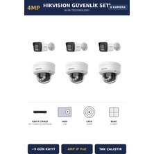 Hikvision 6 Kameralı 4mp Güvenlik Kamera Seti 4mp Ip Poe 1tb ~9 Gün Kayıt Dome+Bullet