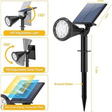 Forlife Yeşil 18 LED Spot Güneş Enerjili Bahçe Aydınlatma Lambası, Fotoselli, Spike Aplik, 18W Su Geçirmez Dış Mekan Solar Lamba, Ağaç, Veranda, Garaj, Havuz, Duvar ve Zemin Montajına Uygundur 42 cm