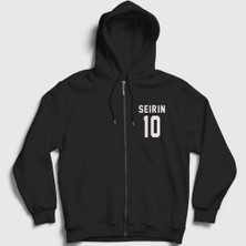 Presmono Unisex Siyah Taiga Kagami Seirin 10 Kuroko No Basket Fermuarlı Kapüşonlu Sweatshirt