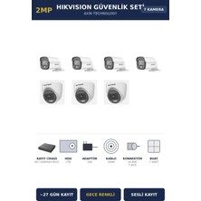 Hikvision 7 Kameralı 2mp Güvenlik Kamera Seti Colorvu Gece Renkli 2tb ~27 Gün Kayıt Dome+Bullet