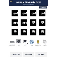 Dahua 12 Kameralı 5mp Güvenlik Kamera Seti 5mp Full Color Sesli Dome+Bullet 4tb ~15 Gün Kayıt