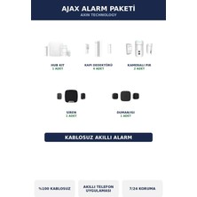 Ajax Kablosuz Akıllı Alarm Seti İşyeri Geniş Paket Yangın Korumalı