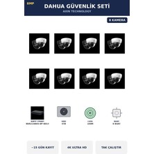 Dahua 8 Kameralı 8mp Güvenlik Kamera Seti 4K 8mp Ip Poe Dome Iç Mekan 4tb ~15 Gün Kayıt