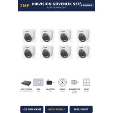 Hikvision 8 Kameralı 2mp Güvenlik Kamera Seti Colorvu Gece Renkli 2tb ~23 Gün Kayıt Dome Iç Mekan