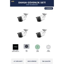 Dahua 4 Kameralı 2mp Güvenlik Kamera Seti Ip Poe Tak Çalıştır Bullet Dış Mekan 2tb ~47 Gün Kayıt