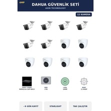 Dahua 12 Kameralı 4mp Güvenlik Kamera Seti 4mp Ip Poe Starlight Dome+Bullet 2tb ~9 Gün Kayıt