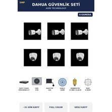 Dahua 6 Kameralı 5mp Güvenlik Kamera Seti 5mp Full Color Sesli Dome+Bullet 4tb ~31 Gün Kayıt