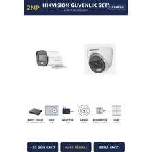 Hikvision 2 Kameralı 2mp Güvenlik Kamera Seti Colorvu Gece Renkli 2tb ~95 Gün Kayıt Dome+Bullet