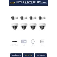 Hikvision 8 Kameralı 4mp Güvenlik Kamera Seti 4mp Ip Poe 2tb ~13 Gün Kayıt Dome+Bullet