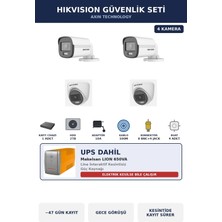Dahua Hikvision 4 Kameralı 2mp Ups'li Güvenlik Kamera Seti Colorvu Gece Renkli 2tb Dome+Bullet