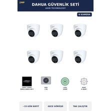Dahua 6 Kameralı 2mp Güvenlik Kamera Seti Ip Poe Tak Çalıştır Dome Iç Mekan 1tb ~15 Gün Kayıt