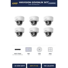 Hikvision 6 Kameralı 4mp Güvenlik Kamera Seti 4mp Ip Poe 2tb ~18 Gün Kayıt Dome Iç Mekan