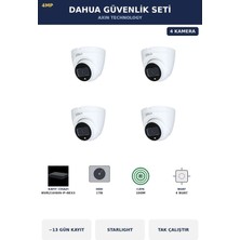 Dahua 4 Kameralı 4mp Güvenlik Kamera Seti 4mp Ip Poe Starlight Dome Iç Mekan 1tb ~13 Gün Kayıt
