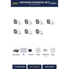 Hikvision 7 Kameralı 2mp Güvenlik Kamera Seti Colorvu Gece Renkli 1tb ~13 Gün Kayıt Bullet Dış Mekan
