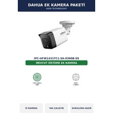 Dahua IPC-HFW1431TC1-SA-0360B-S6 Ek Kamera Paketi 4mp Tak Çalıştır Kablo Dahil