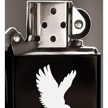 Kartal Tasarımlı Siyah Benzinli Metal Çakmak