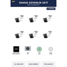 Dahua 6 Kameralı 2mp Güvenlik Kamera Seti Ip Poe Tak Çalıştır Bullet Dış Mekan 4tb ~63 Gün Kayıt