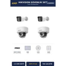Hikvision 4 Kameralı 4mp Güvenlik Kamera Seti 4mp Ip Poe 1tb ~13 Gün Kayıt Dome+Bullet
