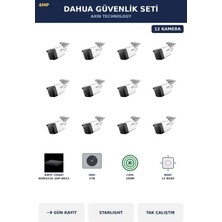 Dahua 12 Kameralı 4mp Güvenlik Kamera Seti 4mp Ip Poe Starlight Bullet Dış Mekan 2tb ~9 Gün Kayıt