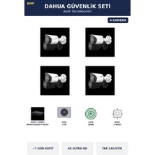 Dahua 4 Kameralı 8mp Güvenlik Kamera Seti 4K 8mp Ip Poe Bullet Dış Mekan 1tb ~7 Gün Kayıt