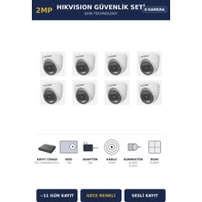 Hikvision 8 Kameralı 2mp Güvenlik Kamera Seti Colorvu Gece Renkli 1tb ~11 Gün Kayıt Dome Iç Mekan