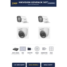 Hikvision 4 Kameralı 2mp Güvenlik Kamera Seti Colorvu Gece Renkli 1tb ~23 Gün Kayıt Dome+Bullet
