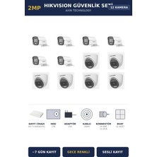 Hikvision 12 Kameralı 2mp Güvenlik Kamera Seti Colorvu Gece Renkli 1tb ~7 Gün Kayıt Dome+Bullet