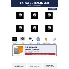 Dahua 6 Kameralı 2mp Ups'li Güvenlik Kamera Seti Sesli Gece Görüşlü Dome Iç Mekan 1tb ~15 Gün Kayıt