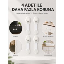 Kuzgun Ticaret 4'lü Çocuk Güvenlik Dolap ve Çekmece Kilidi - Lisinya