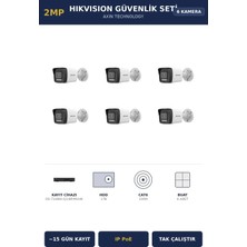 Hikvision 6 Kameralı 2mp Güvenlik Kamera Seti Ip Poe Acusense 1tb ~15 Gün Kayıt Bullet Dış Mekan