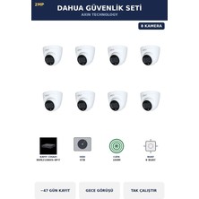 Dahua 8 Kameralı 2mp Güvenlik Kamera Seti Ip Poe Tak Çalıştır Dome Iç Mekan 4tb ~47 Gün Kayıt