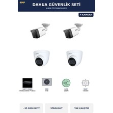 Dahua 4 Kameralı 4mp Güvenlik Kamera Seti 4mp Ip Poe Starlight Dome+Bullet 4tb ~55 Gün Kayıt