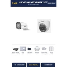 Hikvision 2 Kameralı 2mp Güvenlik Kamera Seti Colorvu Gece Renkli 1tb ~47 Gün Kayıt Dome+Bullet