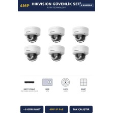 Hikvision 6 Kameralı 4mp Güvenlik Kamera Seti 4mp Ip Poe 1tb ~9 Gün Kayıt Dome Iç Mekan