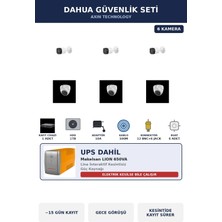 Dahua 6 Kameralı 2mp Ups'li Güvenlik Kamera Seti Sesli Gece Görüşlü Dome+Bullet 1tb ~15 Gün Kayıt