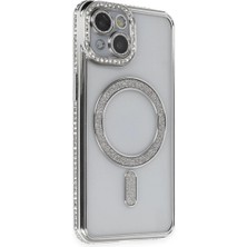 Ata Store Iphone 13 Kılıf Joke Simli Magneticsafe Kılıf - Gümüş