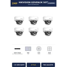 Hikvision 6 Kameralı 2mp Güvenlik Kamera Seti Ip Poe Acusense 1tb ~15 Gün Kayıt Dome Iç Mekan