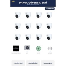 Dahua 12 Kameralı 2mp Güvenlik Kamera Seti Ip Poe Tak Çalıştır Dome Iç Mekan 2tb ~15 Gün Kayıt