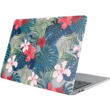 MacBook Air 13 Inç Kılıf A1369 A1466 Uyumlu Çiçek Desenli Hard Case Sert Koruyucu Kapak Printed Floral Laptop Kılıfı 2010-2017 Yeşil